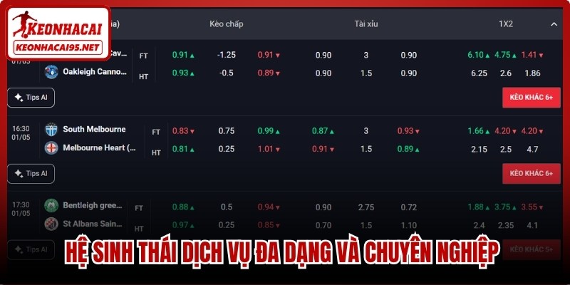 Hệ sinh thái dịch vụ đa dạng và chuyên nghiệp tại trang Bongdanet