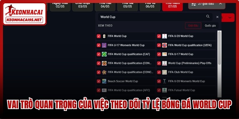 Vai trò quan trọng của việc theo dõi tỷ lệ kèo bóng đá World Cup