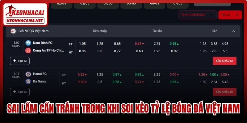 Sai lầm cần tránh trong khi soi kèo tỷ lệ bóng đá Việt Nam