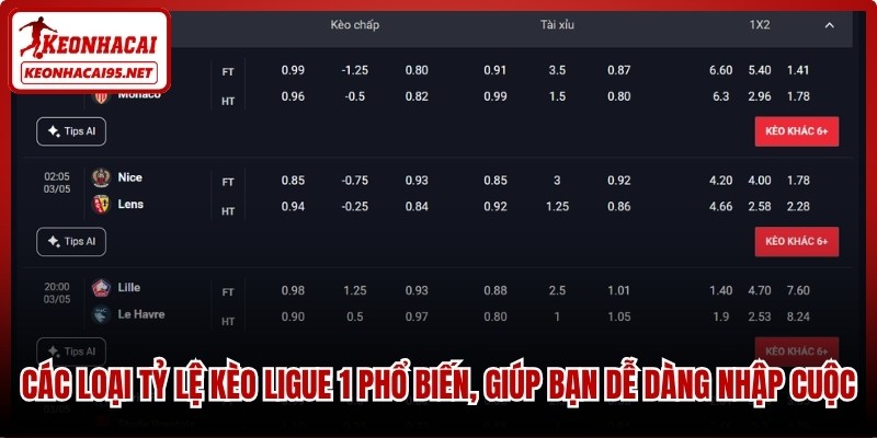 Các loại tỷ lệ kèo Ligue 1 phổ biến, giúp bạn dễ dàng nhập cuộc